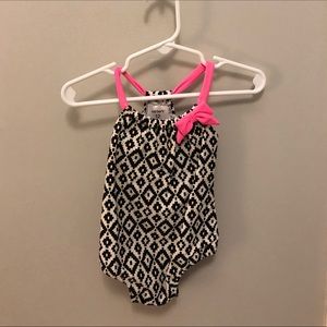 Toddlers Black and White Geometric Swimsuit